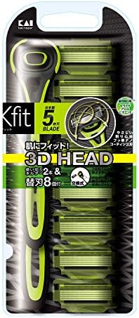 貝印 Xfit 5枚刃 替刃 8個付 1セット 髭剃り カミソリ メンズ 男性 敏感肌 本体 替刃8個
