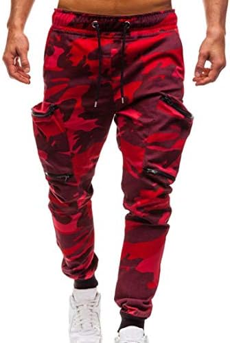 kingfansion Men's Trousers Casual Tooling Camouflage Drawstring Classic Jogging Pants Zipper Pocket Outdoor Sweatpants