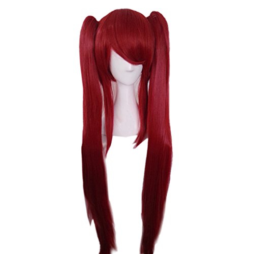 Erza Scarlet Wig Erza Cosplay Anime Long Straight Red Wig With Bunches