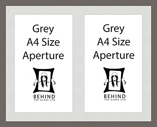 Handmade Grey Picture Frame With Double Aperture Mount - For 2 A4 Images