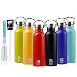 BOGI 20oz Double Wall Vacuum Insulated Stainless Steel Water Bottle-Scratch Resistance,Dishwasher Safe&Eco-Friendly for Outdoor Sports Yoga Camping+Straw Flip Cap,2 Straw&Cleaning Brush-1Year Warranty