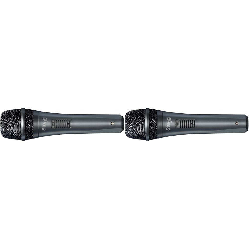 Stagg SDMP10 Multipurpose cardioid dynamic microphone 3-Pin XLR Connection, Vocal and Instrumental Microphone. (Pack of 2)