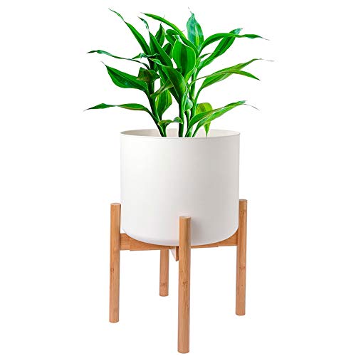 Bamboo Plant Stand | Potted Plant Rack for Indoors & Outdoors | Mid Century Modern Flower Pot Holder | Adjustable Width: 8-12″ | POTS NOT Included (11 inches)