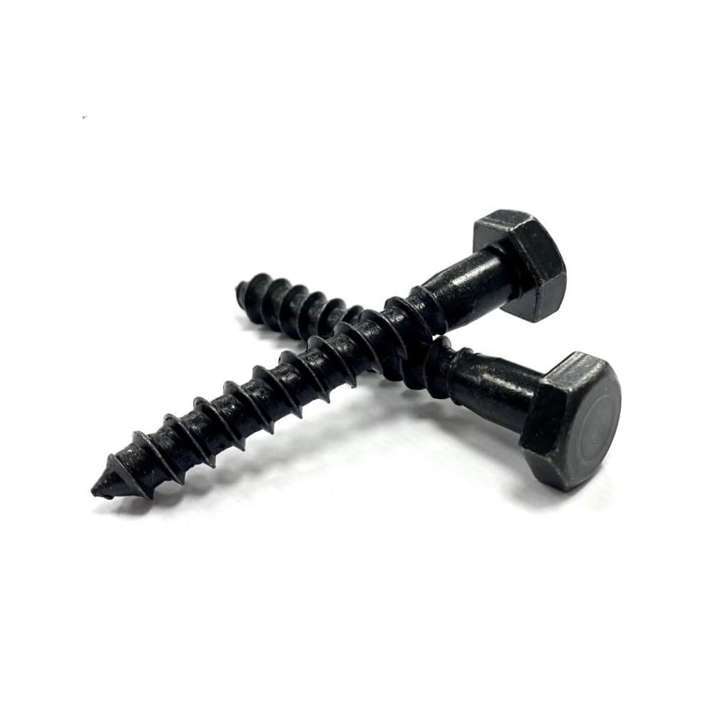 RADSO M8 Hex Head Coach Screws Wood Lag Bolt-Black Passivated-For Wood, Masonry/Brick, Concrete, Shelving, TV & Wall Mounting, Fastening, Installation & other Indoor Projects (8mm x 90mm)-Pack of 8