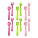 Re-Play Made in USA 12pk Toddler Feeding Utensils Spoon and Fork Set for Easy Baby, Toddler, Child Feeding - Bright Pink, Green, Baby Pink (Tulip) 6 Spoons/6 Forks
