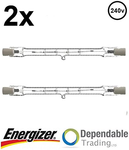 2X Energizer 80w = 100w 78mm Energy Saving Tungsten Halogen R7s Floodlight Lamp [240v]