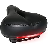 Gel Bike Seat Saddle, VICKMALL LED Taillight Leather Bike Seat with Dual Spring, Universal Bike Seat with 1 Seat Cover, 1 Phillips Screwdriver and 1 Mounting Wrench