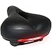 Gel Bike Seat Saddle, VICKMALL LED Taillight Leather Bike Seat with Dual Spring, Universal Bike Seat with 1 Seat Cover, 1 Phillips Screwdriver and 1 Mounting Wrench