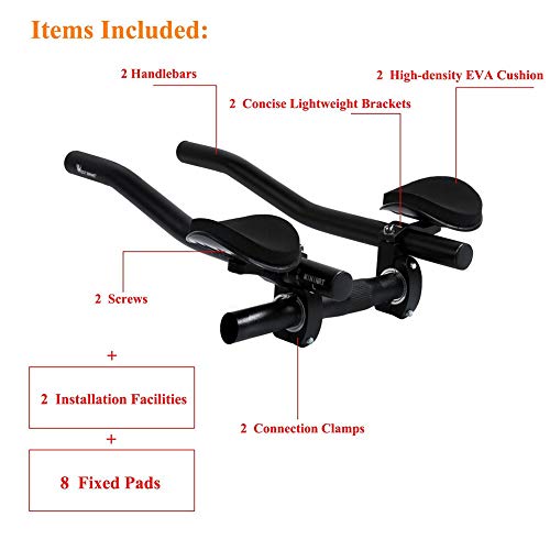 Bicycle Aero Bars Aluminum Alloy Bicycle Hand Rest TT Handlebar with Soft Sponge Pad for Mountain Road Bike Black 1PC