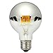 Half Chrome Light Bulb Dimmable LED Filament Vintage Bulb with Mirror 6W (60W Equivalent) G80/G25 E26 Medium Base Warm White 2700K