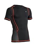 CW-X Conditioning Wear Men's Short Sleeve Ventilator Web Top, X-Large, Black/Orange