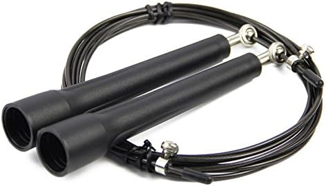 HemeraPhit Speed Jump Rope Light Weight Steel Wire Skipping Rope Adjustable Jumping Rope, Black