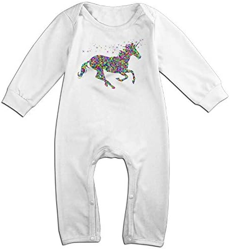 NOXIDN SMWI Baby Infant Romper Rainbow Unicorn Long Sleeve Bodysuit Outfits Clothes,White 6 M