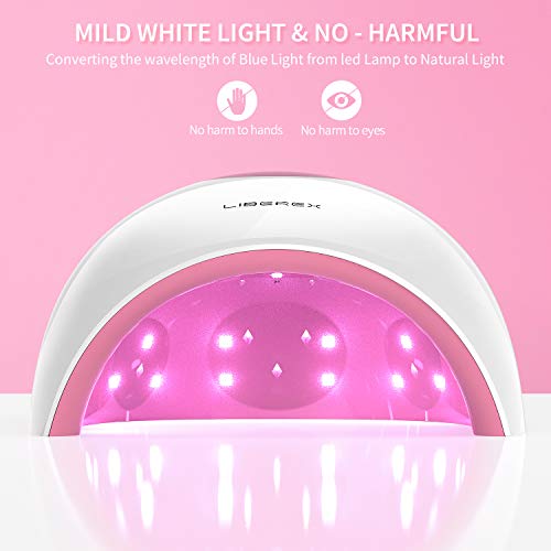 Liberex UV Nail Lamp - LED Nail Dryer, Professional Curing Light with Smart Sensor, LCD Display, 4 Timer Settings for all Fingernail & Toenail Gel Nail Polish