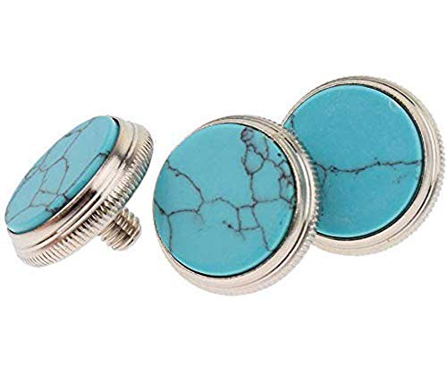 Lheng Inlay Blue Turquoise Trumpet Finger Buttons Brass Instrument Parts 3Pcs - Thumbnail 3