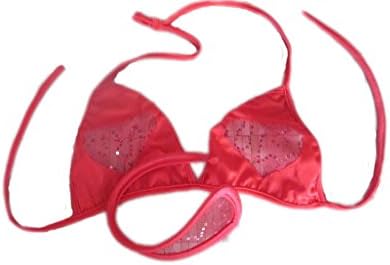 Geoot Women's Sexy Bikini and C Shape Lace See Through G-string Panty (Red)
