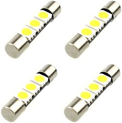 SAGUARO 4 PCS White 3-SMD 5050 29mm 6614F LED Replacement Bulbs for Car Sun Visor Vanity Mirror Fuse Lights