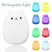 EMDMAK Baby Night Light USB Rechargeable Silicone Night Lamp with 7-Color Mood Light, Sensitive Tap Control for Baby Kids Adults (Kitty C)