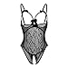JuicyRose Women's One Piece Teddy Lingeire, Lace Sleepwear Nightie (Black, US XL/Tag 2XL)