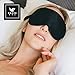 100% Silk Hypoallergenic Sleep Mask with Compact Travel Pouch and Gift Box by Brave Era (Raven Black)