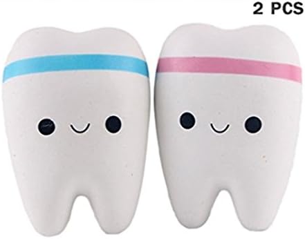 Stress Relief Toy, ACAREU 2 Pcs 4" Squishies Jumbo Slow Rising Kawaii Teeth Scented Tooth Toy for Play