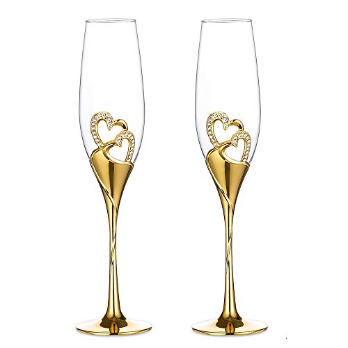 Dual-Heart Champagne Glasses