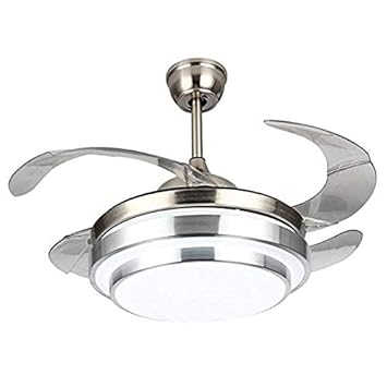 42 Inch Modern Led Invisible Ceiling Fan Light Kit 3 Color Mute