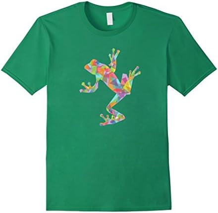 Mens Fractal Geometric Frog T-Shirt - Cool Pastel Crystal Tee Medium Kelly Green