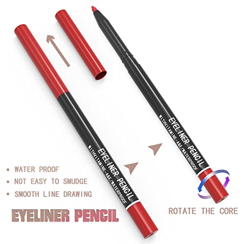 12 Kinds Of Color Eyeliner Pen, Eyebrow Pen,Eye Shadow Pencil , Lip Line Pen, Eyelid Pad, Pencil Makeup Set Tool 12PCS (Multicolor)