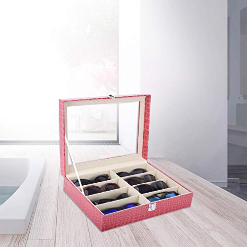 AUTOARK Leather 8 Piece Eyeglasses Storage and Sunglass Glasses Display Case Organizer,Rose,AW-032 - Thumbnail 5