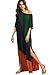 Verdusa Women's Summer Color Block Side Split Loose Maxi Long Dress Green Orange L