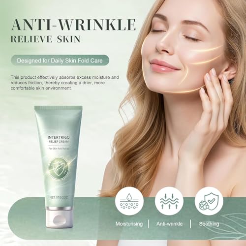 New Intertrigo Cream,Professional Intertrigo Relief Cream,Skin Fold Care & Chafing Support Creams,Helps Soothe Irritated Skin,Moisture & Friction Control,for Friction-Prone Areas 2 oz