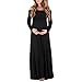 Mother Bee Maternity Off Shoulder Cowl Neck Maternity Dress for Baby Shower or Casual Wear Black