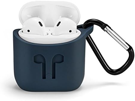 AirPods Charging Dock Protective Skin, Himino Silicon AirPods Case with Strap Shockproof Cover for Apple AirPod (Blue)