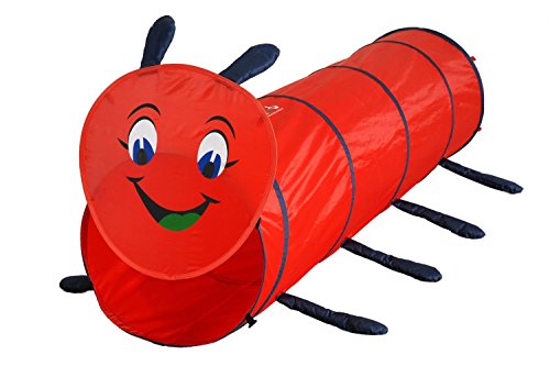 6 Foot Pop Up Kids Play Tunnel – Red Caterpillar Hide and Seek Tube For Babies, Toddlers, Dogs and Pets - Indoor or Outdoor Adventure, Folds Flat, Carrying Bag Included – by GigaTent