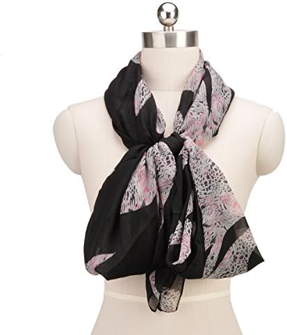 Women Chiffon Long Scarf Leopard Warm Large Shawl Holiday Gift Oblong Look