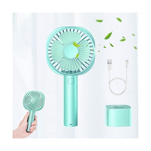 JUMKEET-Mini-Handheld-Portable-Fan-Desk-Fan-USB-Rechargeable-Battery-2600-mAh-Personal-Fan-with-Base-Table-Fan-Cooling-Electric-Sport-Fan-3-Speeds-for-Home-Travel-Office-Room-Outdoor-School-Blue Jumkeet Mini Handheld Portable Fan Desk Fan USB Rechargeable Battery 2600 mAh, Personal Fan with Base, Table Fan Cooling…