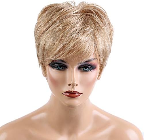 BLONDE UNICORN Short Wigs Human Hair Wigs for Women Mixed Real Human Hair 19 Colors (#30/613)