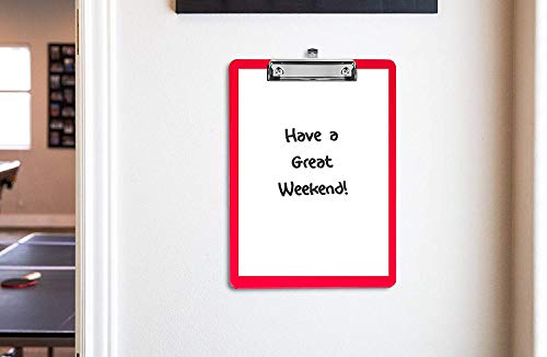 Plastic Clipboards (Set of 6) Multi Pack Clipboard (Red) Strong 12.5 x 9 Inch | Holds 100 Sheets! Acrylic Clipboards with Low Profile Clip | Cute Clip Boards Board Clips (Red) - Thumbnail 3
