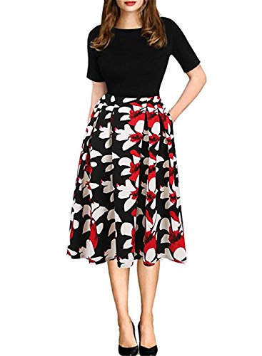 Harhay women s vintage patchwork pockets casual swing d…