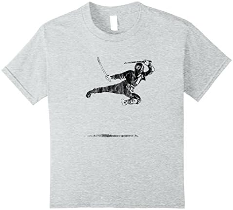 Kids Warrior Ninja Flying Kick Tshirt History Vintage Japan Tee 10 Heather Grey