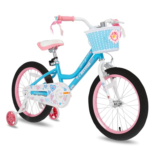JOYSTAR Angel Girls Bike for Toddlers and Kids Ages 2-13 Years Old, 12 14 16 18 20 Inch Kids Bike with Training Wheels & Basket, 20 24 Inch Girls Bicycle with Handbrake & Kickstand