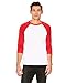 Bella Mens Unisex 3/4-Sleeve Baseball T-Shirt(3200)-White/RED-L