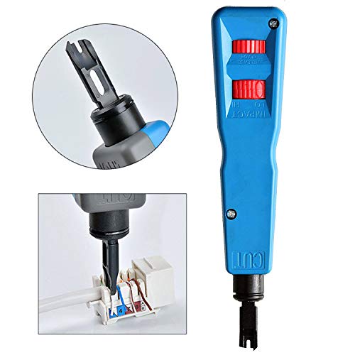 Hiija Punch Down Tool Kit With 110 & BK Blade, 5PCS Cat6 RJ45 Keystone Jack, Network Wire