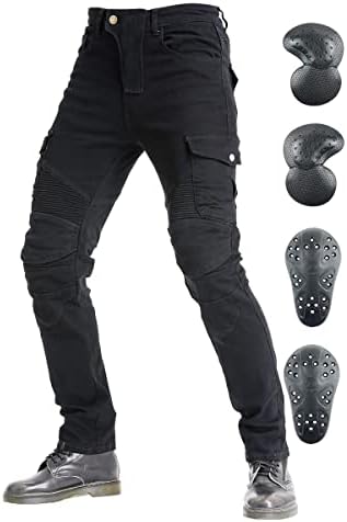 VNFOX Men's Motorcycle Riding Pants Denim Jeans Protect Pads