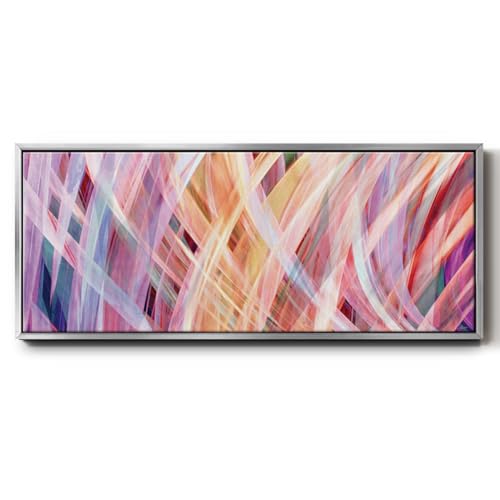 Renditions Gallery Abstract Floater Framed Wall Art Pattern of Golden Pink & Pu…
