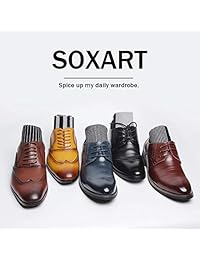 SOXART - Calcetines de vestir para hombre, diseño estampado, multicolor, estilo de algodón, paquete de 6