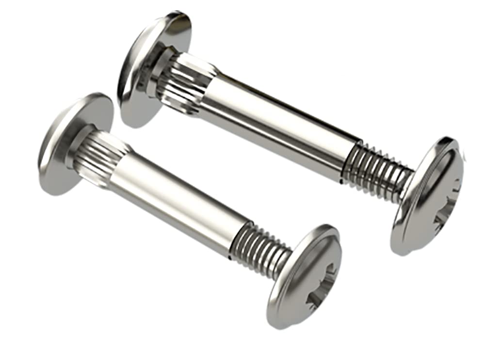 Nickel M6 (26mm-35mm) Cupboard Joining Bolts Furniture Connecting Screws Bolts Kitchen Cabinet Carcase Connectors (Pack of 10) D10B