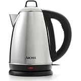 Aroma Housewares Hot H20 X-Press 1.5  Liter (6-Cup) Cordless Electric Water Kettle, Stainless Steel