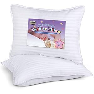 Utopia Bedding Toddler Pillow (White, 2 Pack), 13×18 Toddler Pillows for Sleeping, Soft and Breathable Cotton Blend…